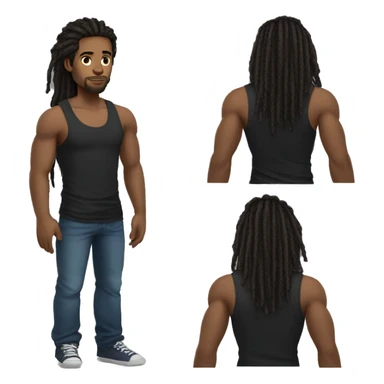 Light skinned black man with long dreads and tank top standing sticker