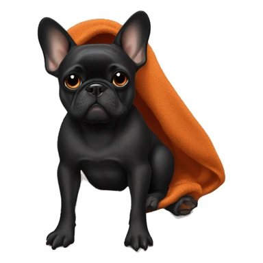 Black frenchie with burnt orange blanket  sticker