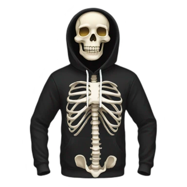 skeleton black hoodie sticker