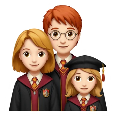 harry potter, ronald weasley and hermione granger in gryfinndor uniform sticker