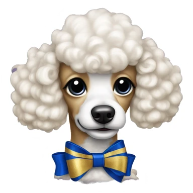 Royal blue and gold bow on white poodle sticker