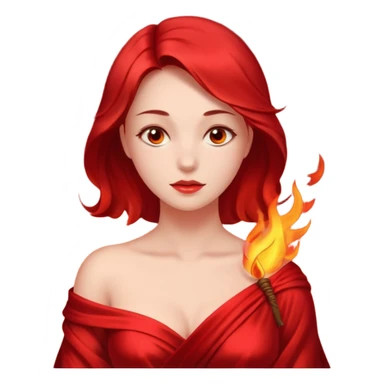 Woman slowly letting red silk fall from her shoulders, firelight flicker sticker