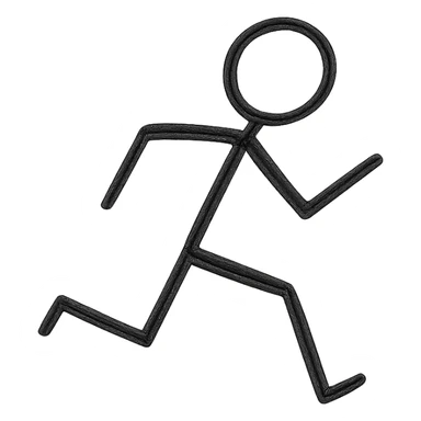stickman running, energetic, minimal lines sticker