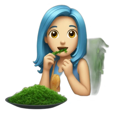 Girl watching television eating seaweed sticker