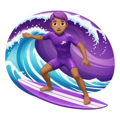 glitter surfer purple surf in wave ocean cian sticker
