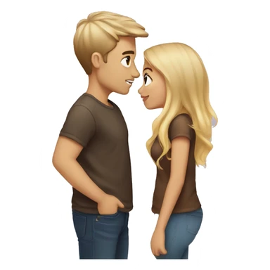 Girl with blonde ombré hair kissing a guy with brown hair  sticker