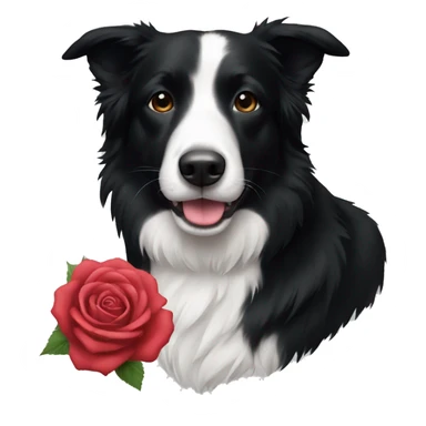 A rose black with a border collie sticker