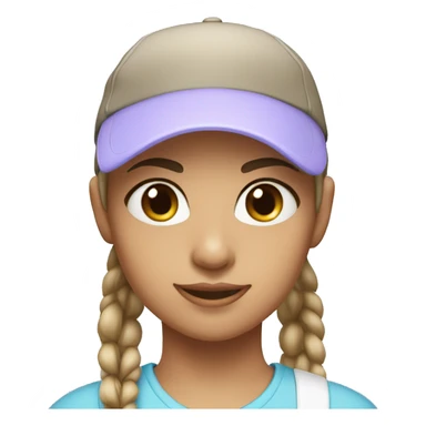 sporty girl with brown eyes wearing a pastel blue cap with hair tied sticker