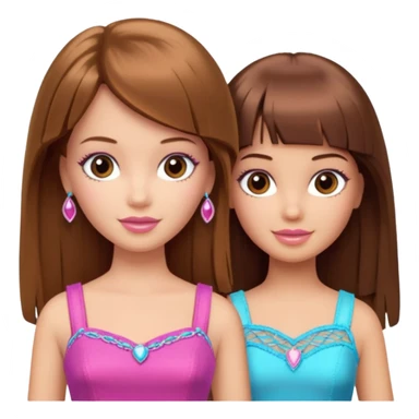 2 girls best friends one is barbie merliah summers and the other is a girl with brown hair and brown fringe and light brown eyes  sticker
