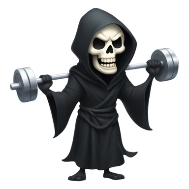 Laughing grim reaper with barbell sticker