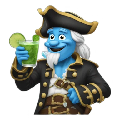 pirate Papa Smurf drinking mojito sticker