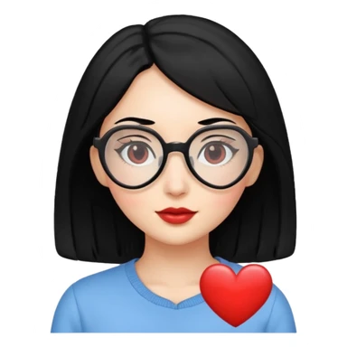 heart shaped Glasses Lady black hair sticker