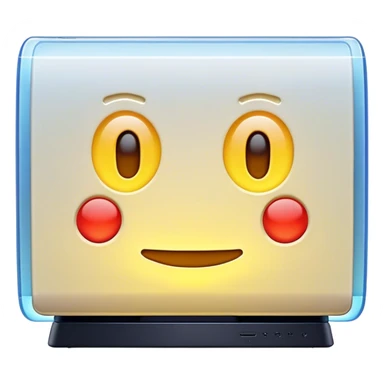 Clash of Clans aesthetic: Cinematic Playful PlayStation 3 Console Portrait Emoji, rendered in a 3D vector-style similar to standard emojis with minimal shading and bold, simplified shapes. A compact, distinct form with signature details, softly glowing with a cutting-edge console technology charm. Simplified yet unmistakably iconic, highly detailed and consistent, glowing with a soft radiance and high shine. Stylized with a touch of technological advancement and a soft glowing outline, capturing the essence of a beloved gaming relic with a friendly, playful manner! sticker