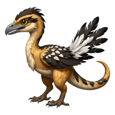 Utahraptor with a lot of feathers and white and black sticker