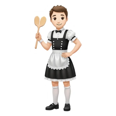 Full body profile Man French maid uniform sticker