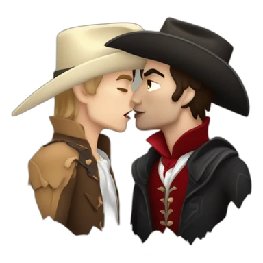Cowboy kissing male vampire sticker