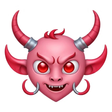 a pink heart with demon horns on it sticker