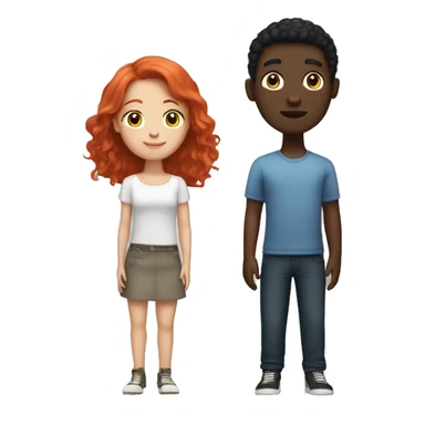 a couple, the boy who is red-haired and white-skinned, and the girl with short black hair and dark skin sticker