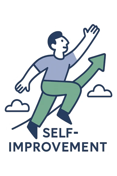 self improvement logo, modern, uplifting, clean lines, abstract human figure, upward motion, blue and green color palette sticker