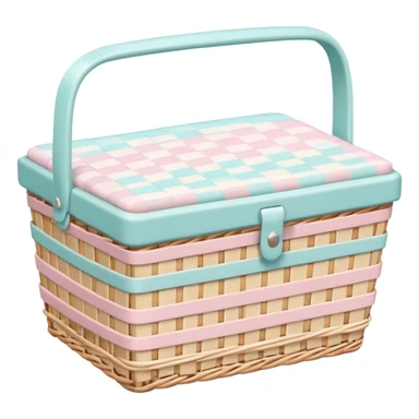 Cute pastel woven picnic basket sticker