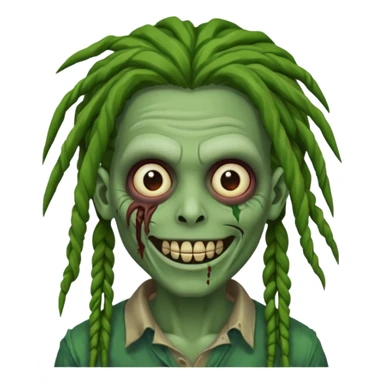 Make a image of a zombie with dreads make it like a emoticon not as scary sticker