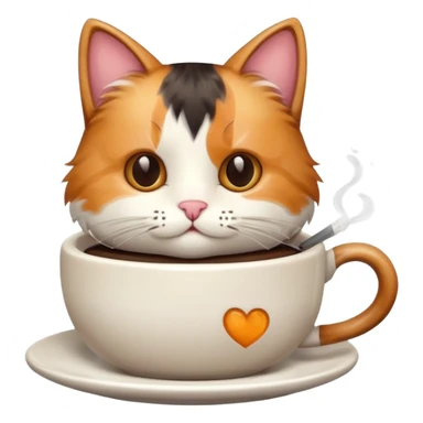 a cup of coffee with a cute cat sitting beside it sticker