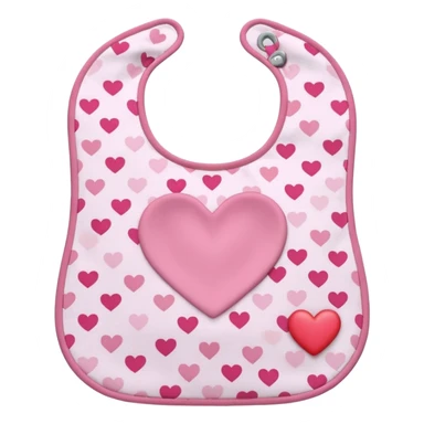 Pink bib with heart pattern sticker