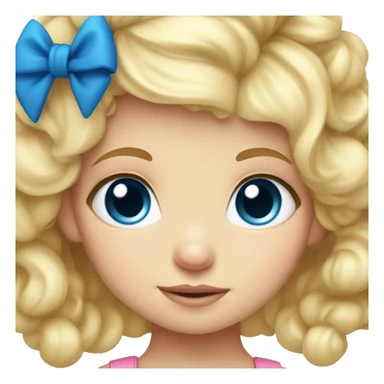 blonde toddler girl with big blue eyes and a huge bow on head sticker