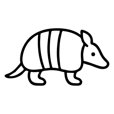 outlined black and white armadillo icon with no fill sticker