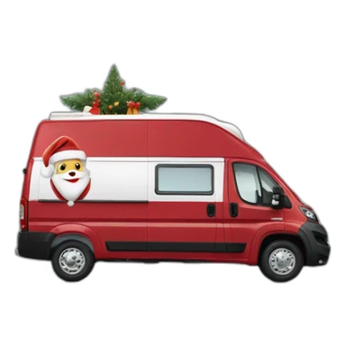 Converted Fiat Ducato campervan with Santa Clause sitting on the roof  sticker