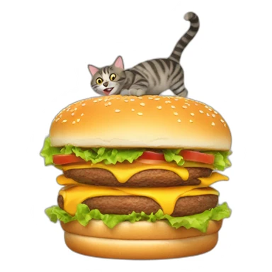 Cat eat the burger sticker
