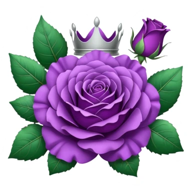 Purple rose with silver crown and a leaf wreath sticker
