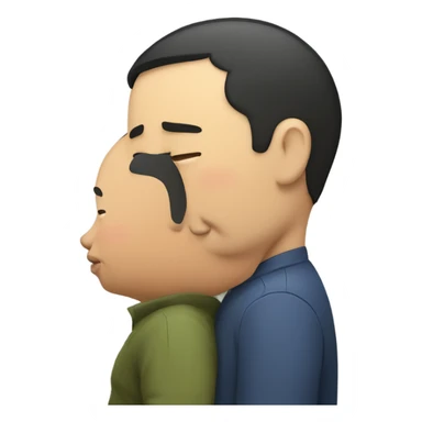 asian man kissing fat man  sticker