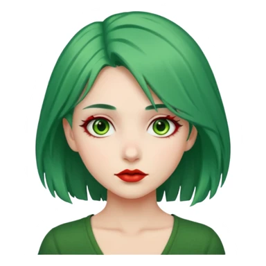 Pretty girl with green hair and red eyes  sticker