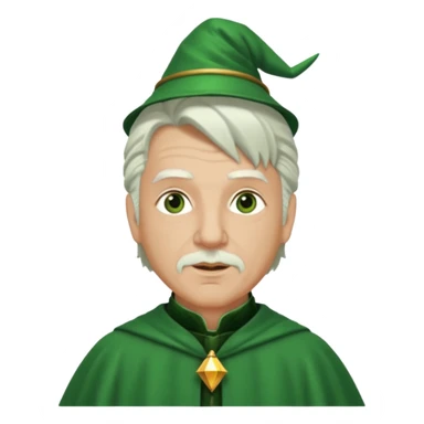 The Wizard from The Wizard of Oz with light skin, brown eyes, white hair, green outfit sticker