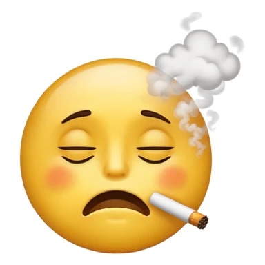 A normal yellow emoji blowing smoke while being eyes closed tired sticker