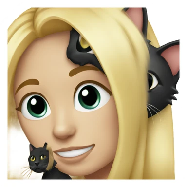 Blonde girl with her black kitty  sticker