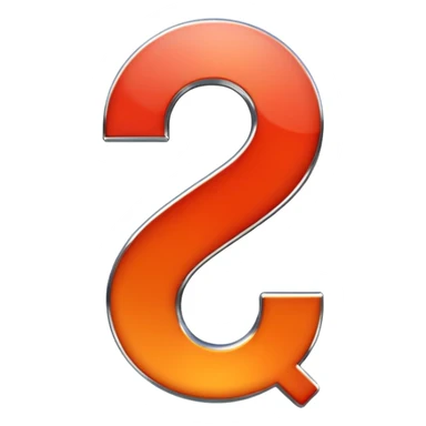 red-and-orange colored question mark with the chrome effect sticker