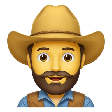 Winking yellow circle face with a beard wearing a cowboy hat sticker