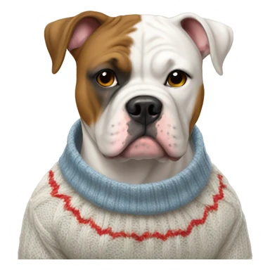 American bulldog wearing a sweater sticker