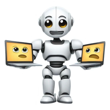 computer screen showing files with cute robot standing by sticker