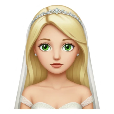 Fille cheuveux blond longt yeux vert  maquiller robe de mariage méttise chronique sticker