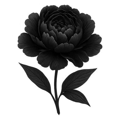 goth black peony, no background sticker