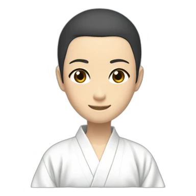 aikido stand up no hat black hakama white jacket very short hairhair sticker