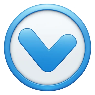 White checkmark with blue circle rounded sticker