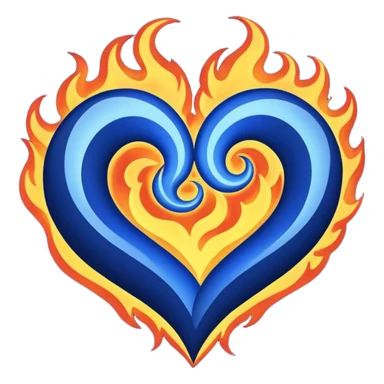 Lacivert alevli kalp sticker