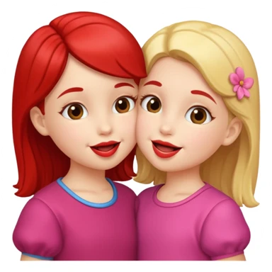 two little gals kissing on the lips sticker