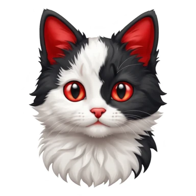 a sitting black and white with red kitten sticker