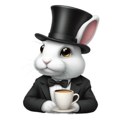 sad bunny with coffee and a tophat sticker