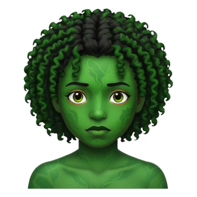 Faça um personagem negro com cicatrizes no rosto deixe o cabelo crespo e a pele verde sticker